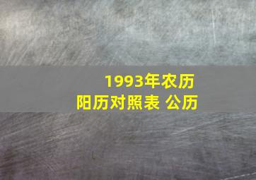 1993年农历阳历对照表 公历